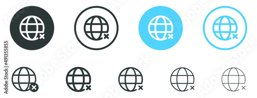 no access web globe icon. no internet connection icon symbol - no network sign 