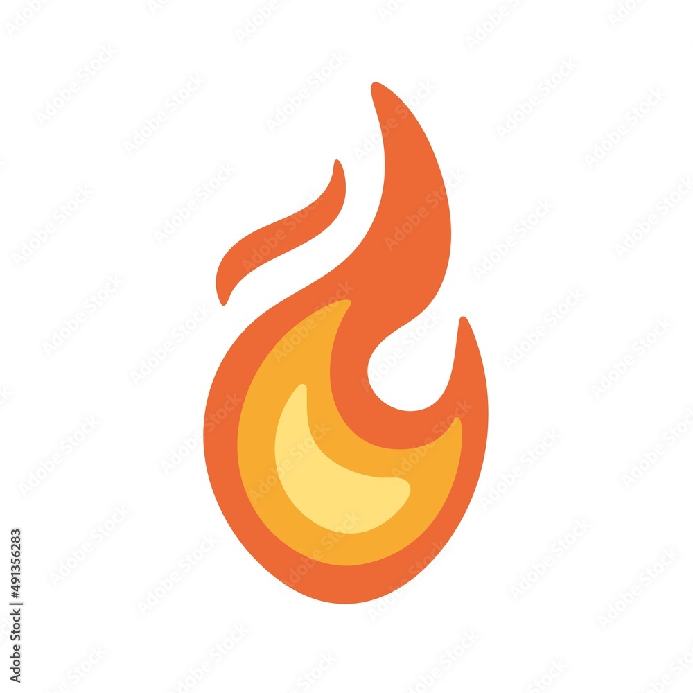 Burning, blazing fire icon. Hot flame symbol. Heat danger and caution sign. Abstract simple campfire pictogram. Flammable warning. Flat graphic vector illustration isolated on white background Burning, blazing fire icon. Hot flame symbol. Heat danger and caution sign. Abstract simple campfire pictogram. Flammable warning. Flat graphic vector illustration isolated on white background