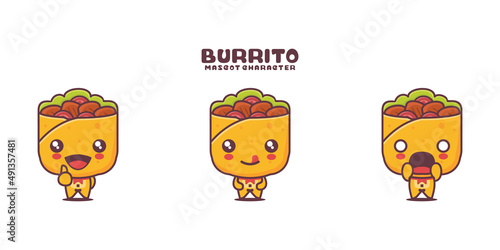 burrito cartoon illustration, with different expressions