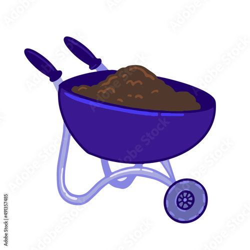 vector illustration garden cart with earth 