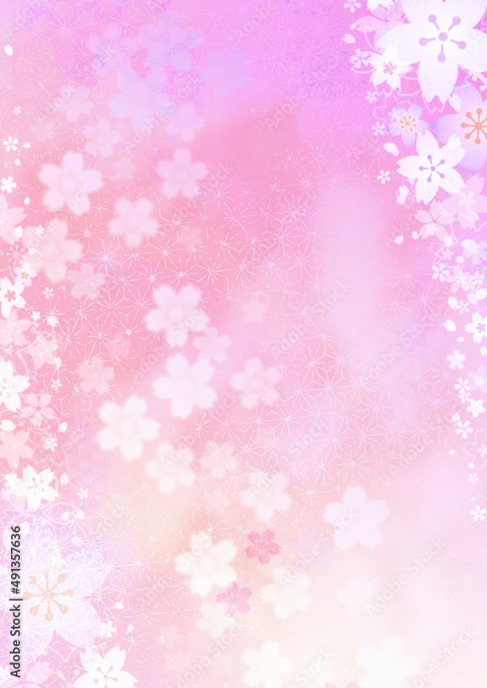 桜の花がデザインされた幻想的な背景イラスト
