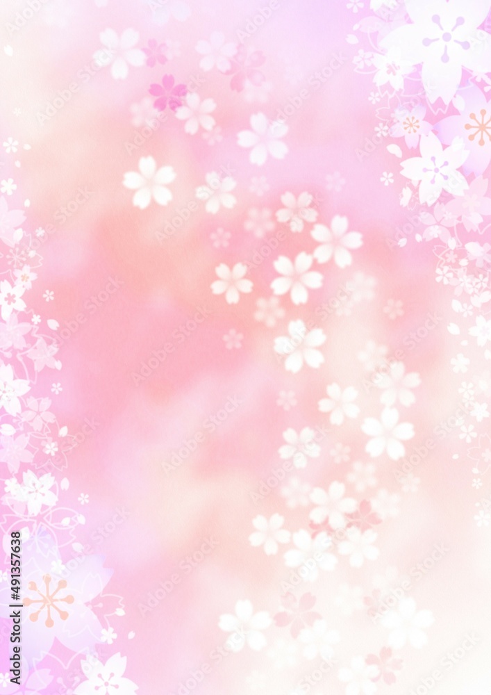 桜の花がデザインされた幻想的な背景イラスト 桜の花がデザインされた幻想的な背景イラスト