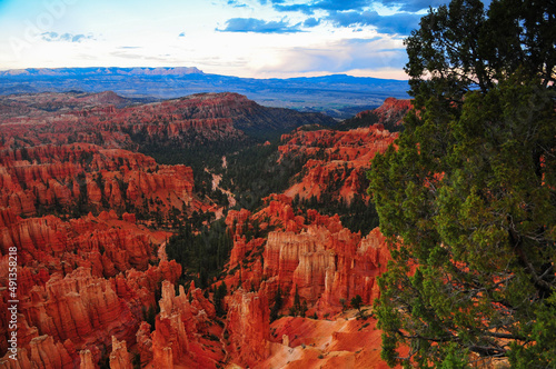 Late afternoon view of the valleys and sandstone spires of Bryce Canyon National Park, Utah, Southwest USA