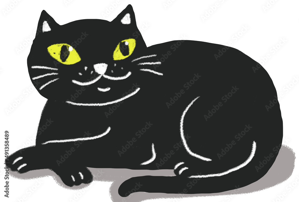 black cat cartoon character on white background black cat cartoon character on white background