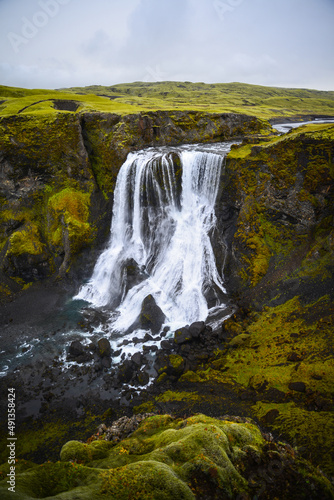 Beautiful Fagrifoss waterfall on the way to Lakagígar, Iceland