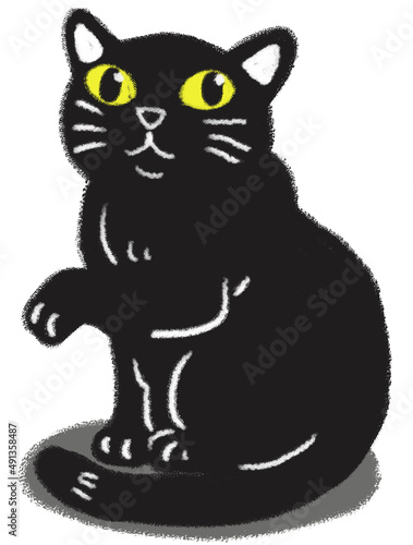 black cat cartoon on white background
