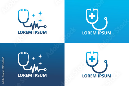 Set of stethoscope medical logo template design vector