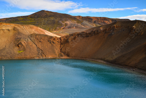 The explosion crater and turquoise lake of Víti in the Krafla fissure area of North Iceland