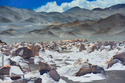 The rugged volcanic, high altitude landscape of the Campo de Piedra Pomez, or Pumice Stone Field, El Peñon, Catamarca, northwest Argentina photo