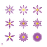 紫の花々　水彩風イラスト	