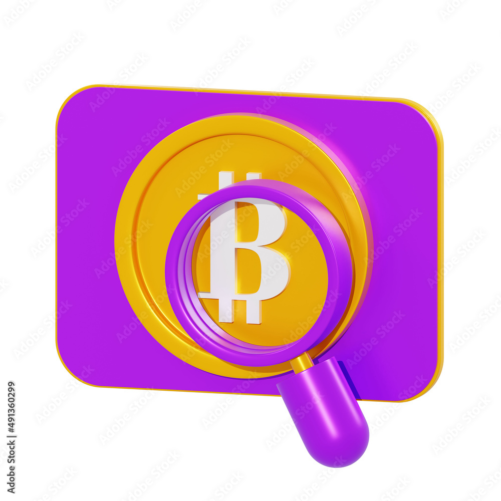 3d illustration search bitcoin network 3d illustration search bitcoin network