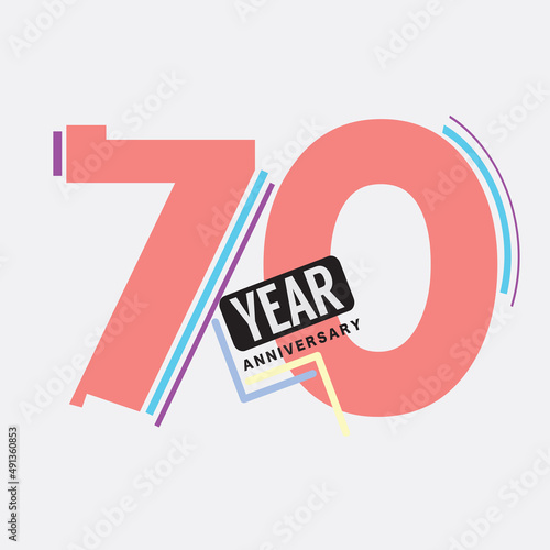 70th Years Anniversary Logo Birthday Celebration Abstract Design Vector Illustration.