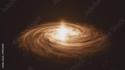 Orange Spiral Galaxy Rotating in deep spcae