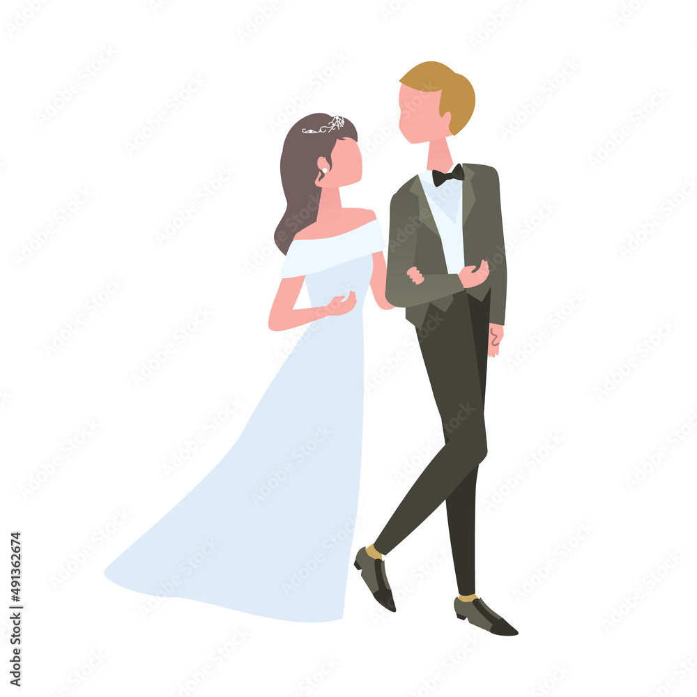 custom made wallpaper toronto digital結婚式 腕を組む新郎新婦のイラスト