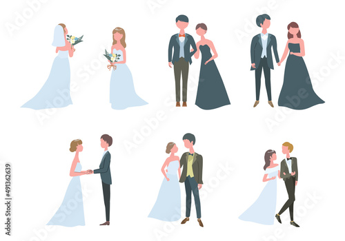 Wallpaper Mural 結婚式の新郎新婦のイラストセット Torontodigital.ca