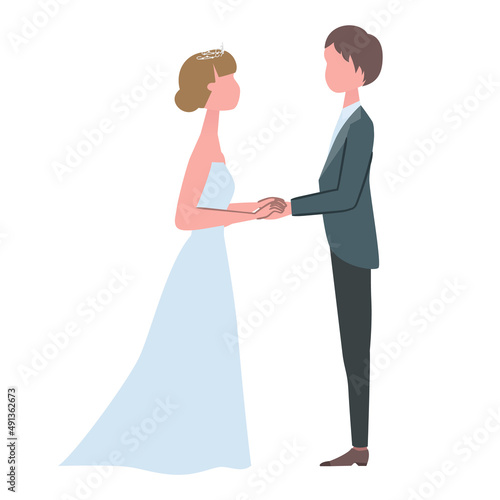 結婚式 向き合う新郎新婦のイラスト
