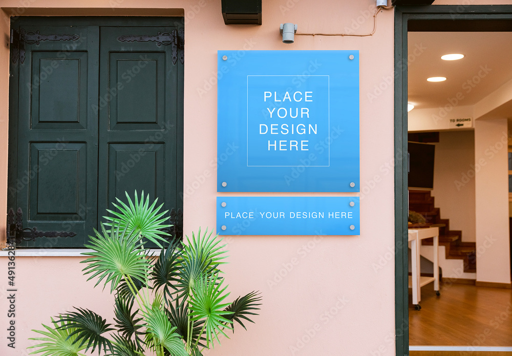 Hotel Advertising Sigh Design Mockup Stock Template Adobe Stock