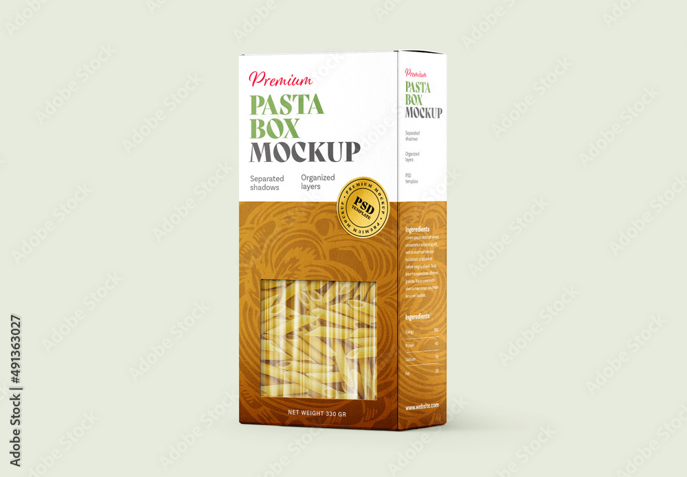 Pasta Box Packaging Mockup Stock Template