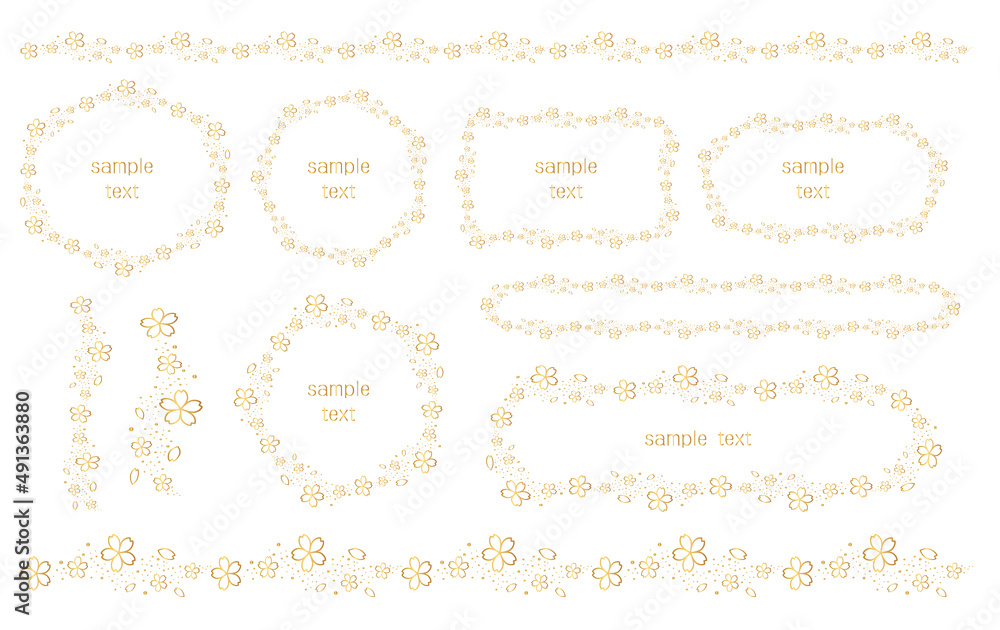 Obraz premium 桜のベクターイラストのフレーム素材のセット