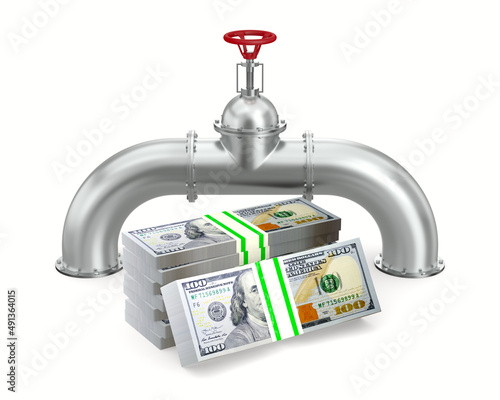 pipeline and money on white...