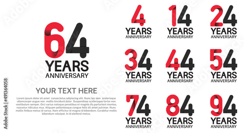set anniversary logotype premium collection red and black color isolated on white background