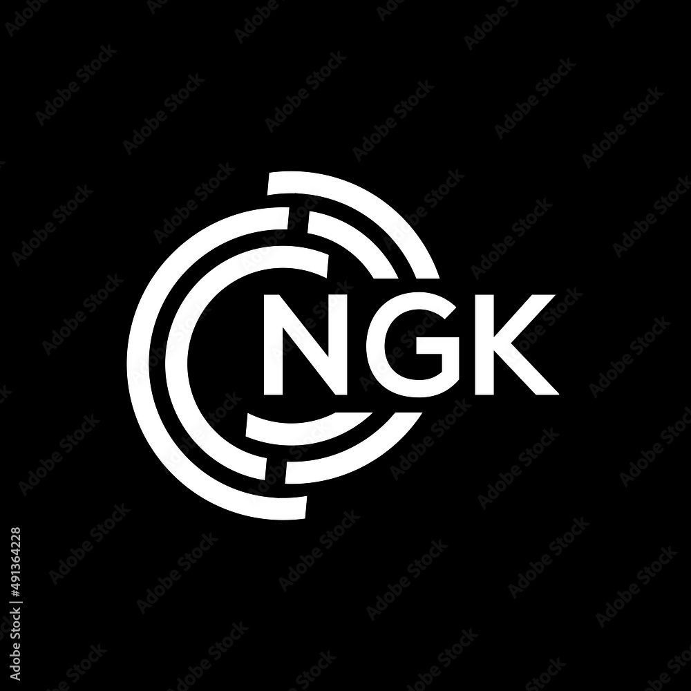 NGK letter logo design on black background. NGK creative initials letter logo concept. NGK letter design. NGK letter logo design on black background. NGK creative initials letter logo concept. NGK letter design.