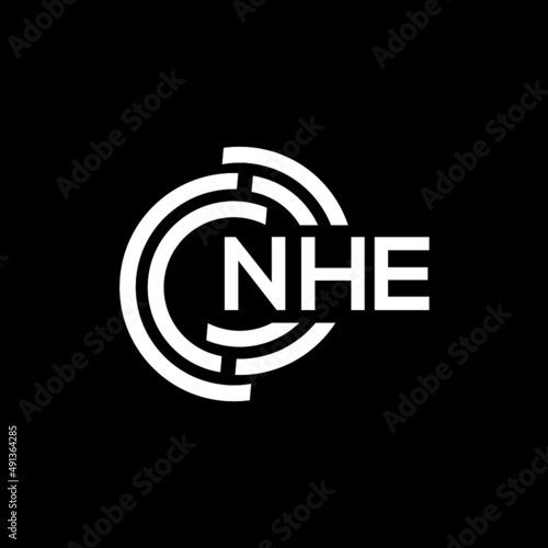 NHE letter logo design on black background. NHE creative initials letter logo concept. NHE letter design. photo