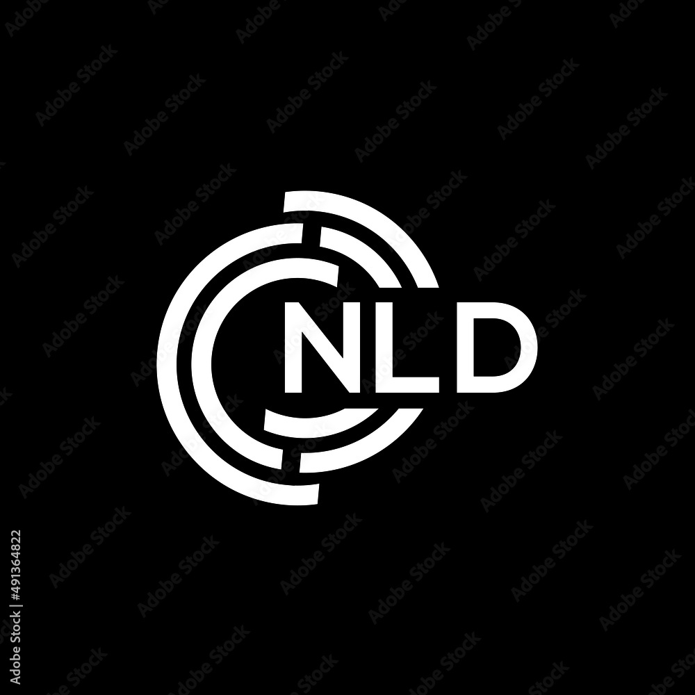Obraz premium NLD letter logo design on black background. NLD creative initials letter logo concept. NLD letter design.