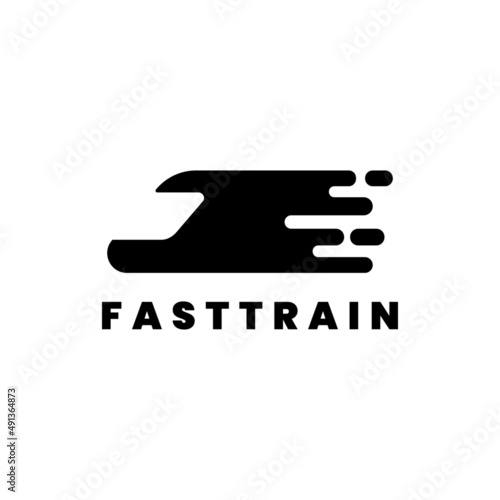 black and white logo template, symbol, icon with fast train image.