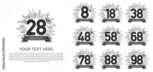 set anniversary logotype premium collection black color with fireworks isolated on white background