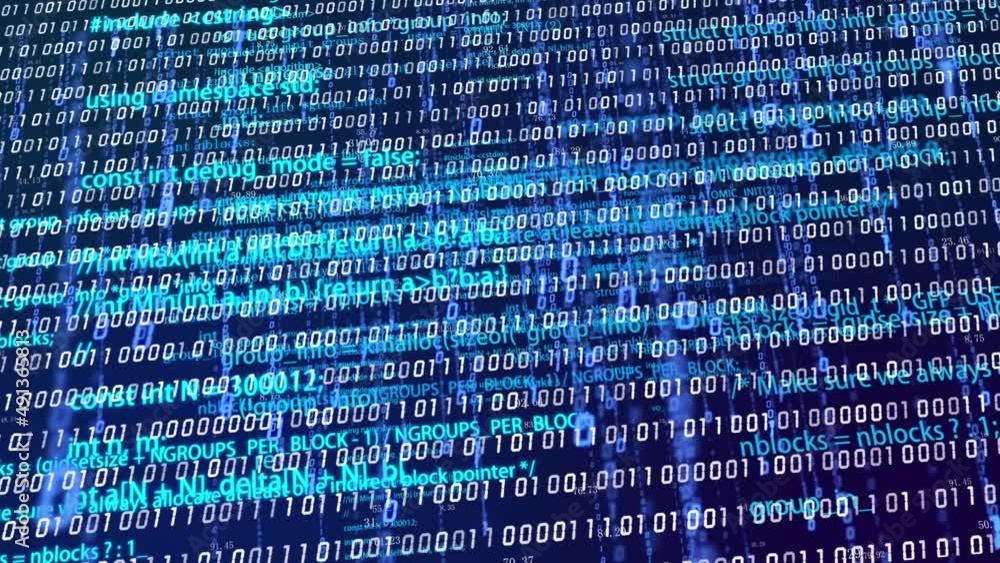 AI big data cloud computing binary code scrolling. AI big data cloud computing binary code scrolling.