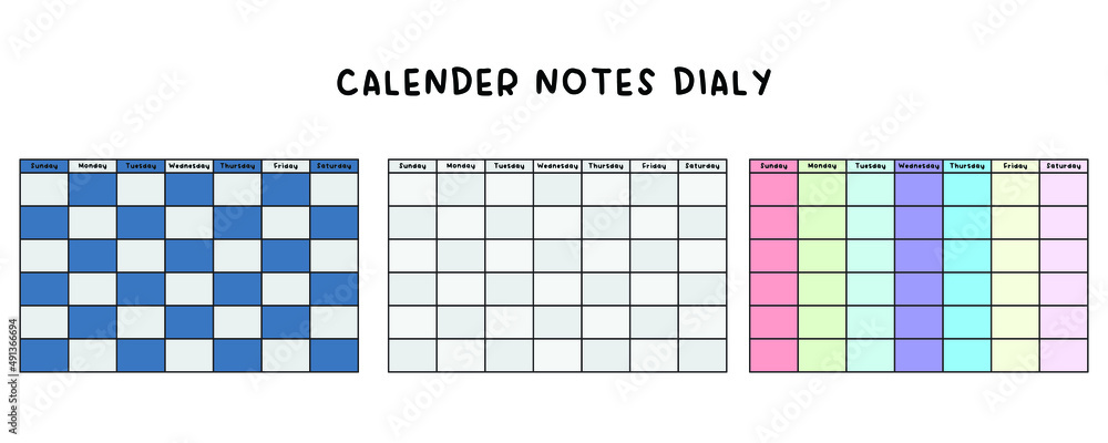 calender notes dialy printable Stock Vector | Adobe Stock