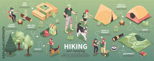 Foto Isometric Hiking Camping Infographics