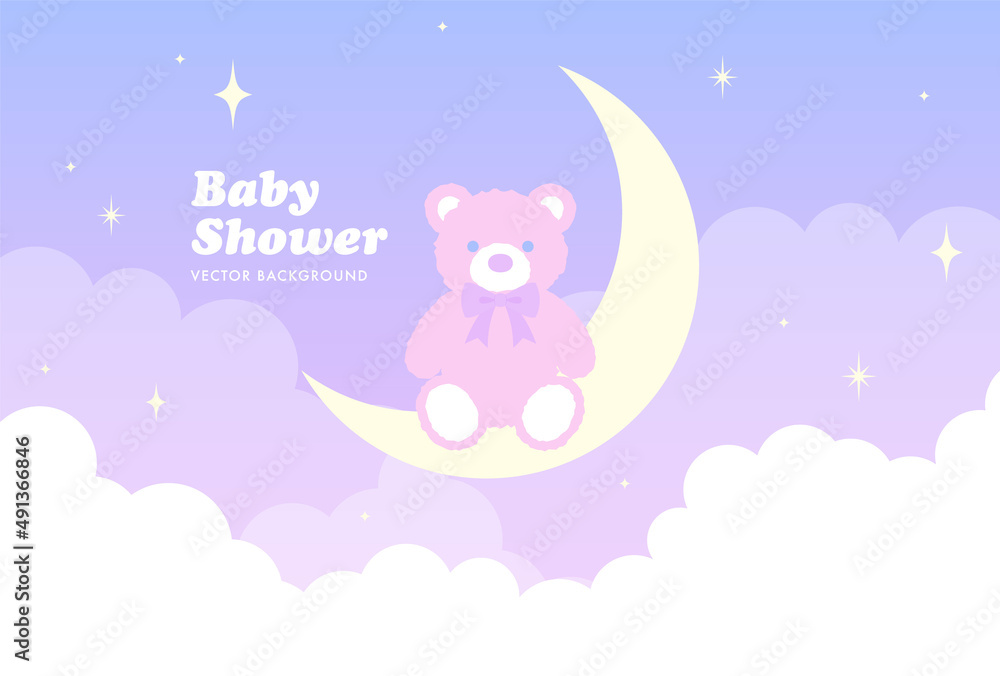 vector background with teddy bear on a moon in the sky for banners, cards, flyers, social media wallpapers, etc. vector background with teddy bear on a moon in the sky for banners, cards, flyers, social media wallpapers, etc.