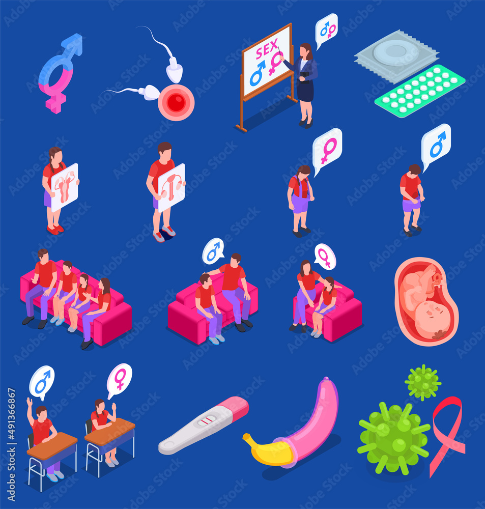 Sex Education Isometric Set Stock Vector Adobe Stock