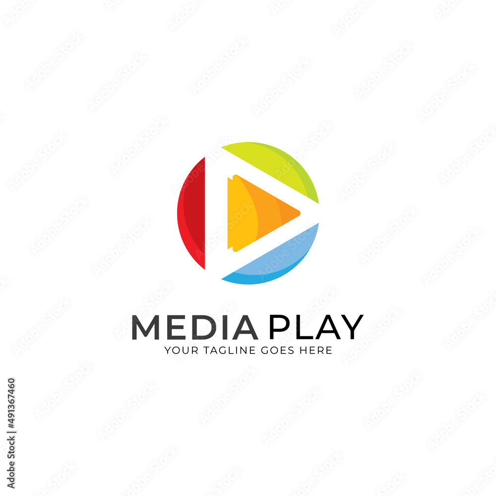 Play button media logo icon, media play technology logo icon Play button media logo icon, media play technology logo icon