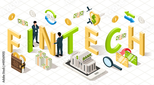 Fintech Isometric Text Composition