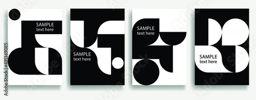Aesthetic geometric brochures . Bauhaus poster . Modern art .Abstract minimal negative space composition . Contemporary vector  design 