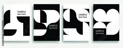 Aesthetic geometric brochures . Bauhaus poster . Modern art .Abstract minimal negative space composition . Contemporary vector  design 