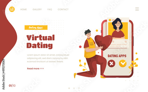 Virtual dating with a man expressing his love illustration