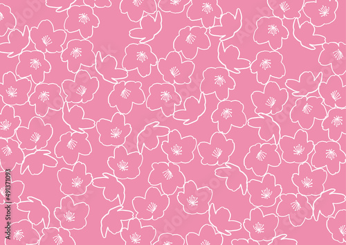 レトロ　桜　背景　イラスト