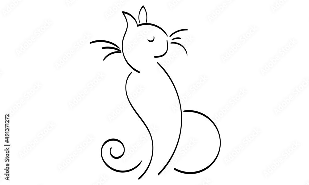 Naklejka premium Cat Line Art Design for print or use as poster, card, flyer, Tattoo or T Shirt