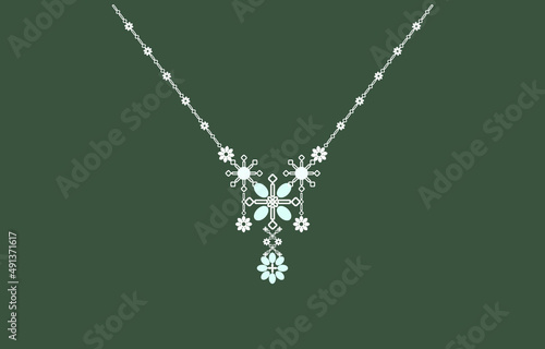 illustration necklace women for marriage with pearls and precious stones. 