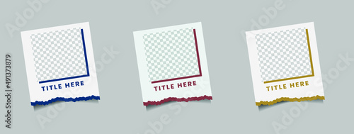 paper cut photo frame with title and shadow isolated realistic vector illustration.