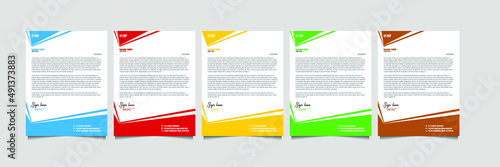 corporate modern letterhead design template with yellow, blue, green, red and other color. creative modern letter head design template for your project. letterhead, eps vector.