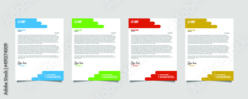 corporate modern letterhead design template with yellow, blue, green, red and other color. creative modern letter head design template for your project. letterhead, eps vector.