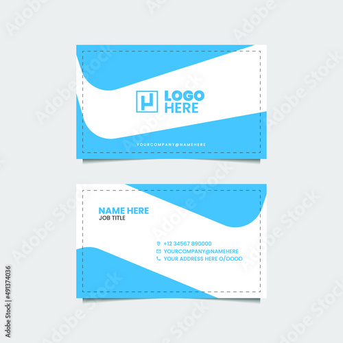 clean, minimal, Modern and Creative business card. white and blue color template. eps vector.