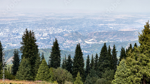 view of the city of Almaty  Kazakhstan from the mountains