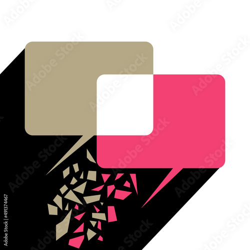 Conceptual illustration two different opinions getting compromised to form a decision