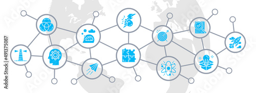 Creative marketing advertising icon banner. Innovation, startup, artwork, project, idea vector illustration for website template, landing page.